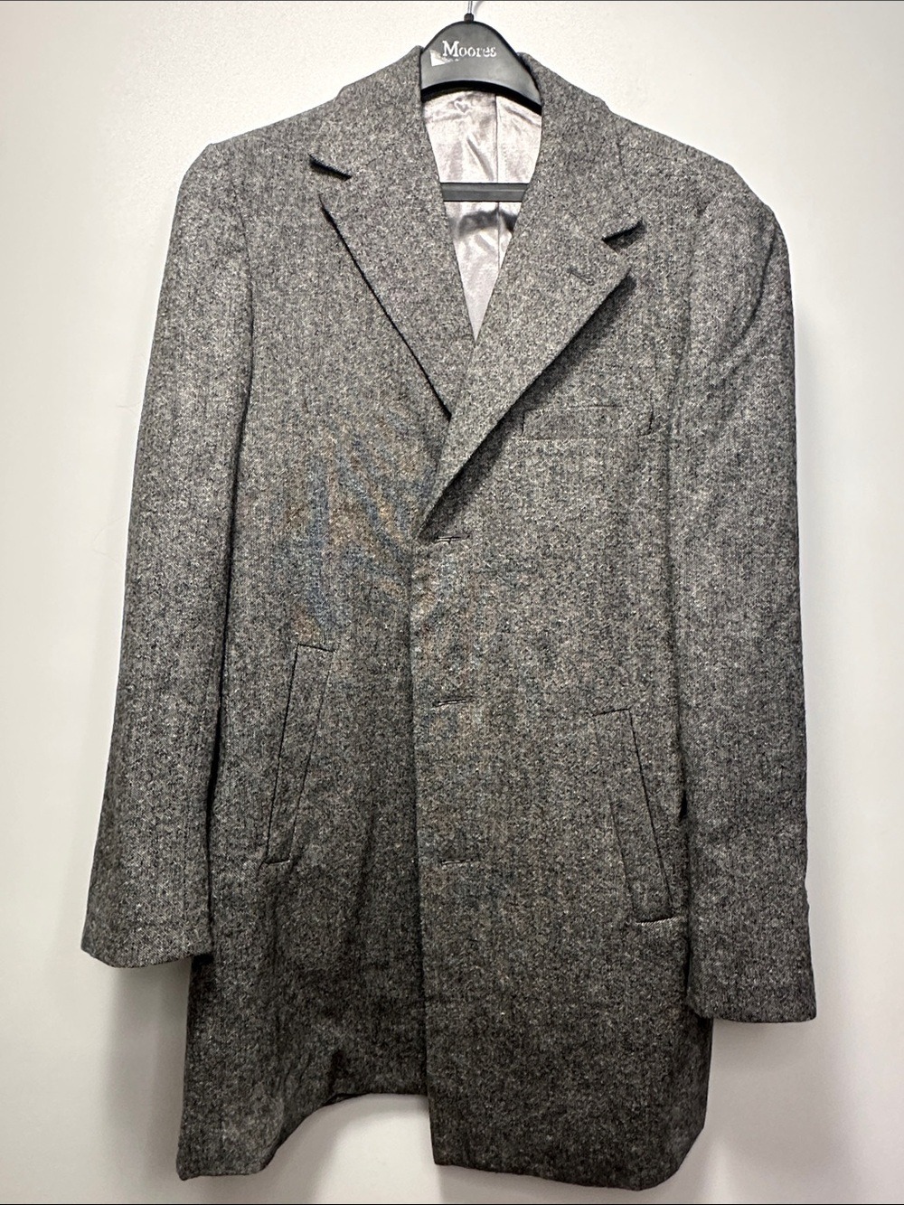 Men's Gray Wool-Blend Pea Coat - Classic Tailored Overcoat